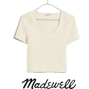 NWT Madewell Ottoman Rib Crop Short Sleeve Sweater T-shirt Sz M